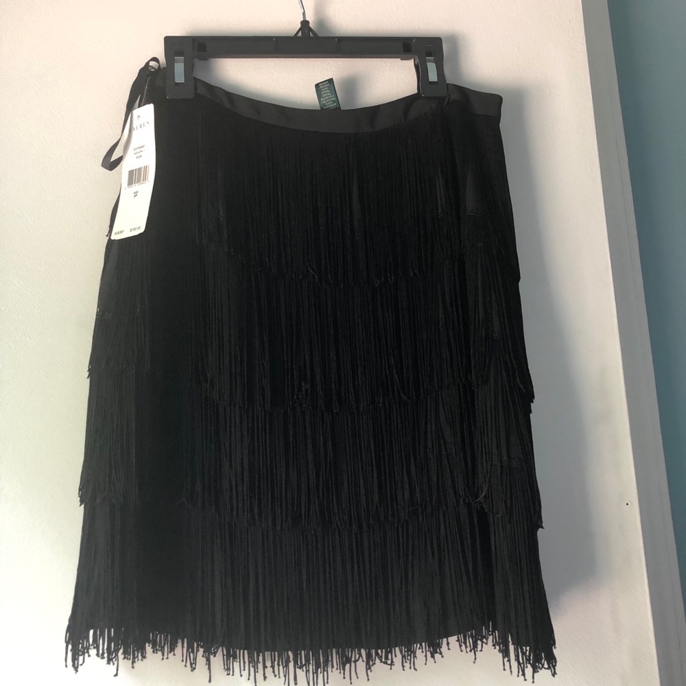 Black tassel mid-length skirt